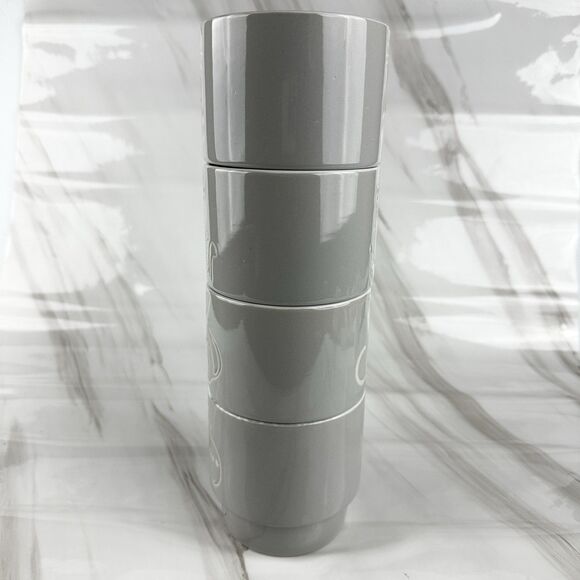 Cat's Life Signature Housewares Stoneware Stacking Coffee Mug Tower 4 Gray Cups - Picture 2 of 7